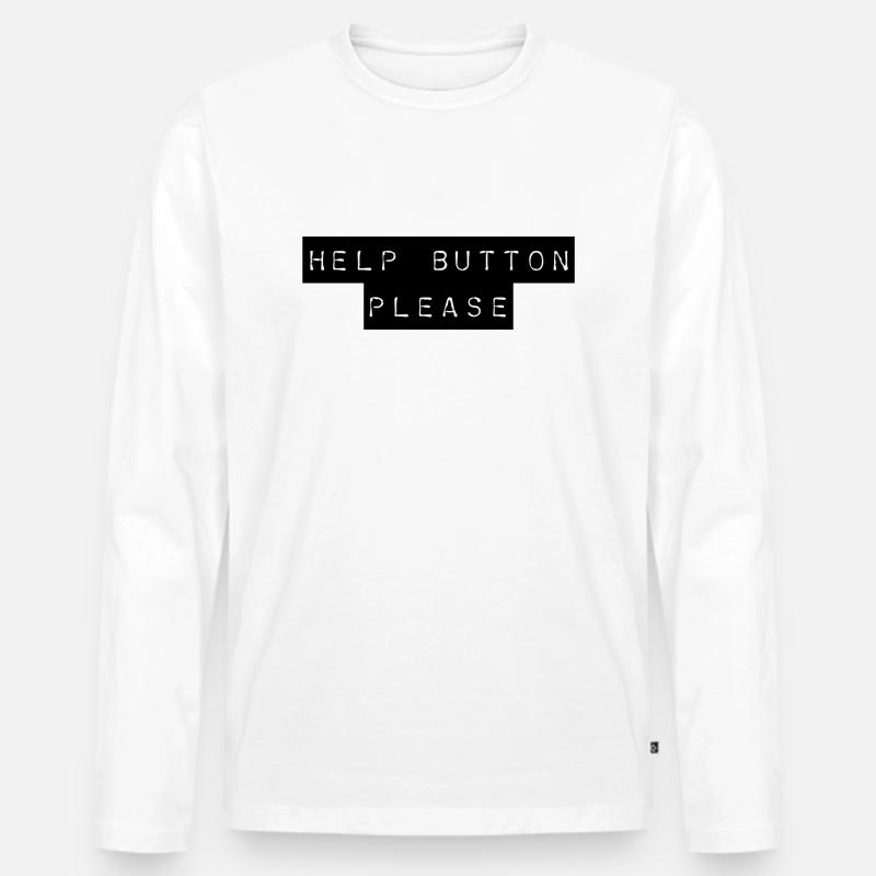 T-Shirt "Help Button please" - Männer Premium Bio Langarmshirt - Weiß