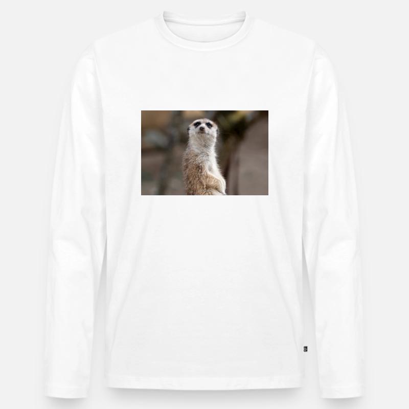 Erdmännchen Suricata suricatta - Männer Premium Bio Langarmshirt - Weiß