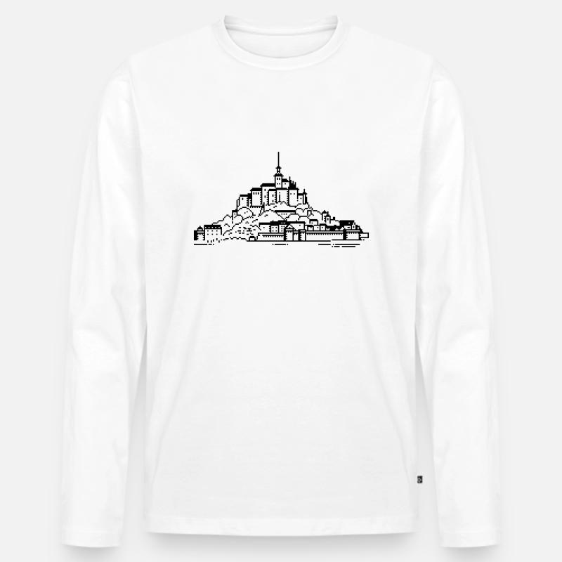 1bit Pixel Mont Saint Michel - Männer Premium Bio Langarmshirt - Weiß