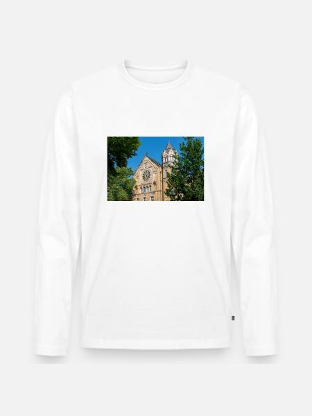 historisches Gebäude Ratsgymnasium - Männer Premium Bio Langarmshirt - Weiß