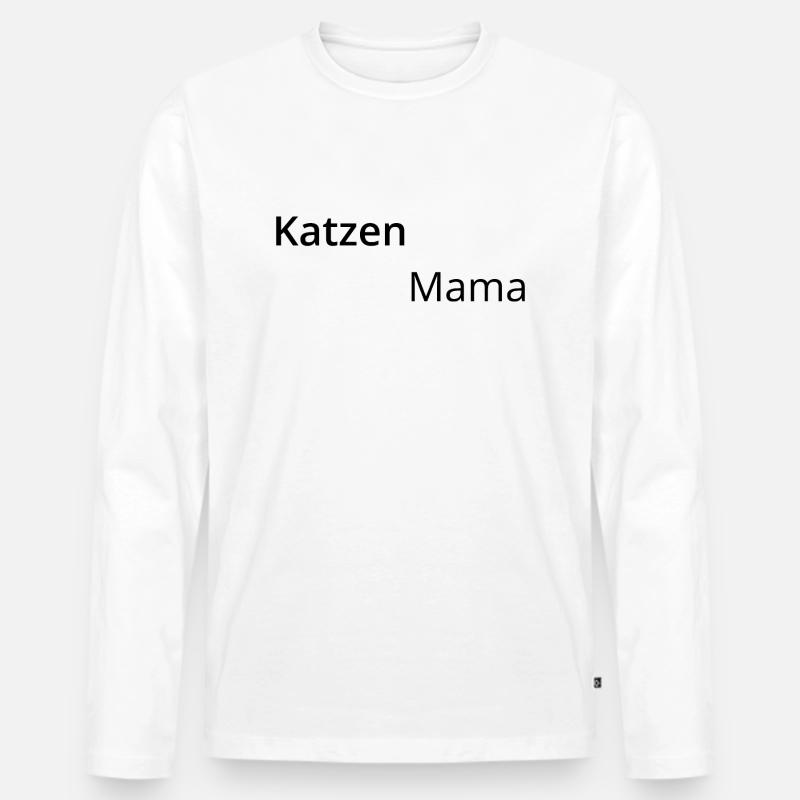 Katzen Mama - Männer Premium Bio Langarmshirt - Weiß