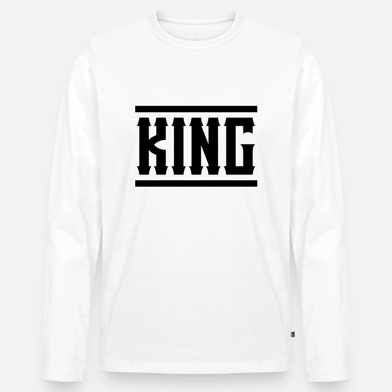 KING - Männer Premium Bio Langarmshirt - Weiß