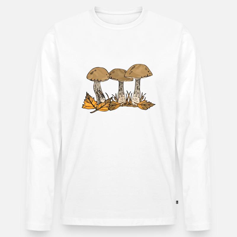Pilze - Männer Premium Bio Langarmshirt - Weiß