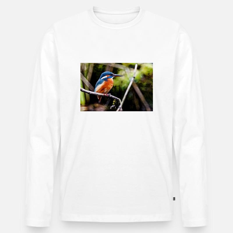 Eisvogel - Männer Premium Bio Langarmshirt - Weiß