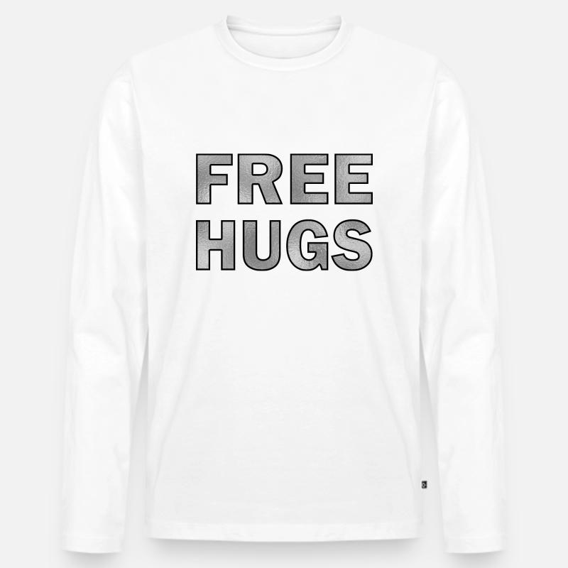 Free Hugs Silber - Männer Premium Bio Langarmshirt - Weiß