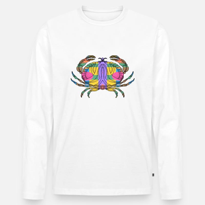 Crab - Men's Premium Organic Long Sleeve Shirt - white