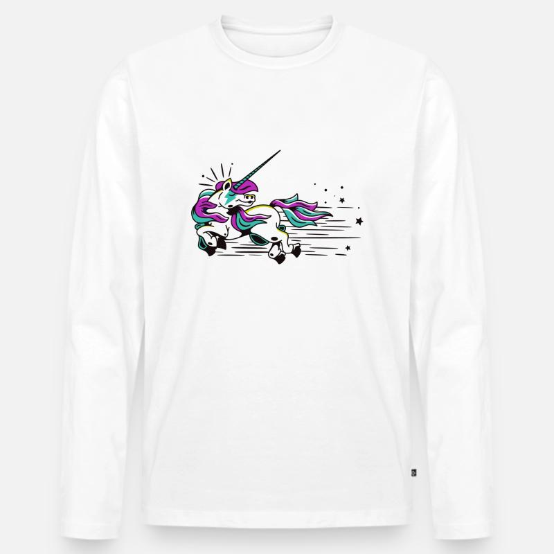 Fliegendes Einhorn - Männer Premium Bio Langarmshirt - Weiß