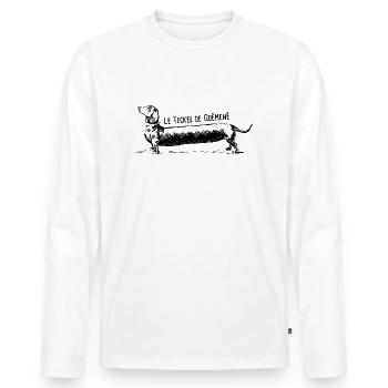 Teckel de Guémené en Bretagne - T-shirt manches longues Premium bio Homme - blanc - Devant - Nico (187cm)