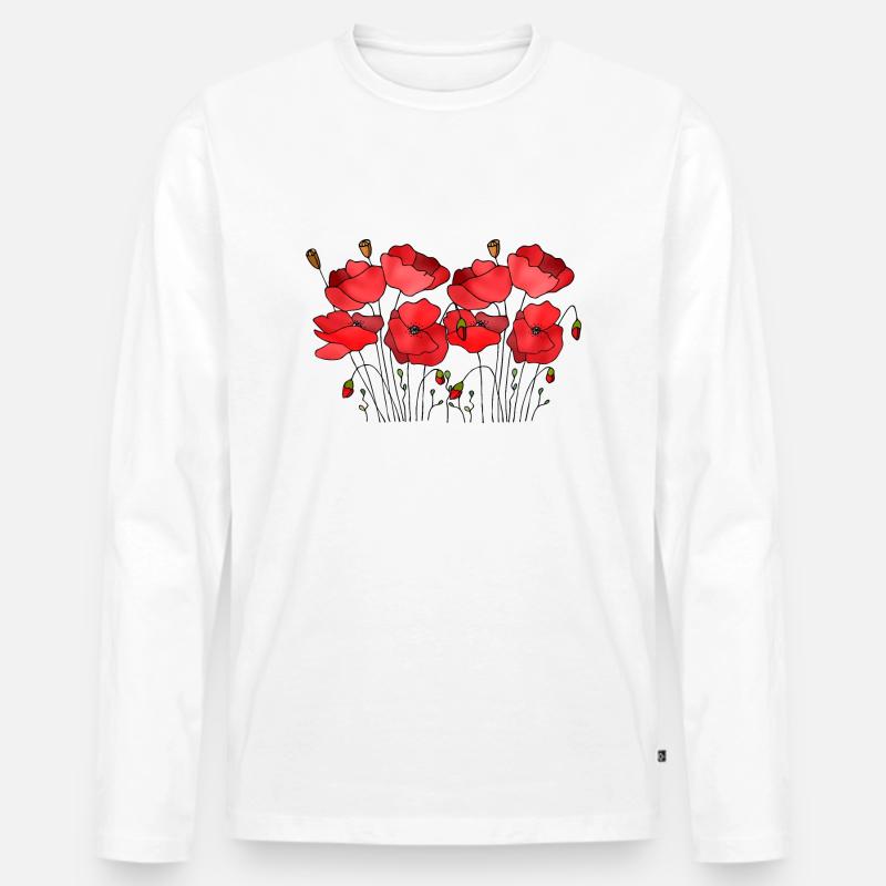 Blumen - Männer Premium Bio Langarmshirt - Weiß