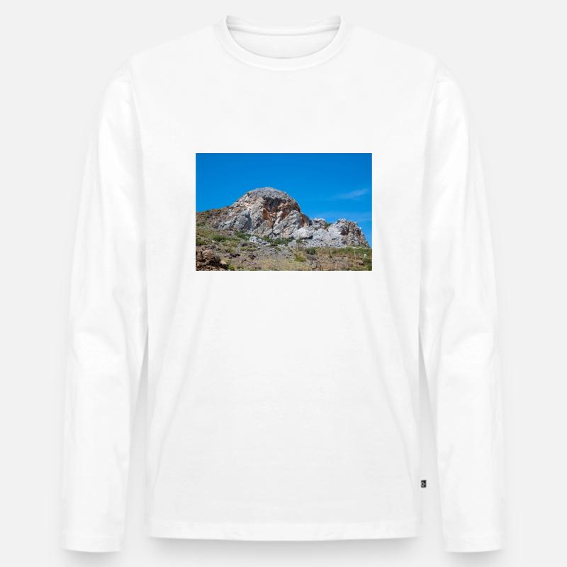 Felsformation an der KüsteTherma Springs - Männer Premium Bio Langarmshirt - Weiß