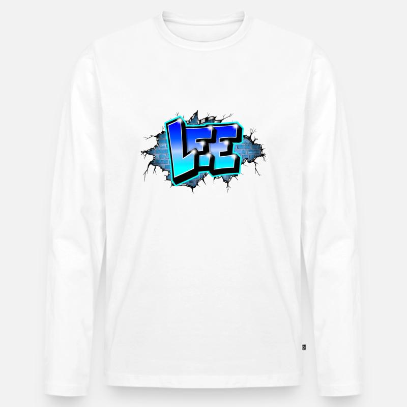 Graffiti LEE Blue Brick Risse - Männer Premium Bio Langarmshirt - Weiß