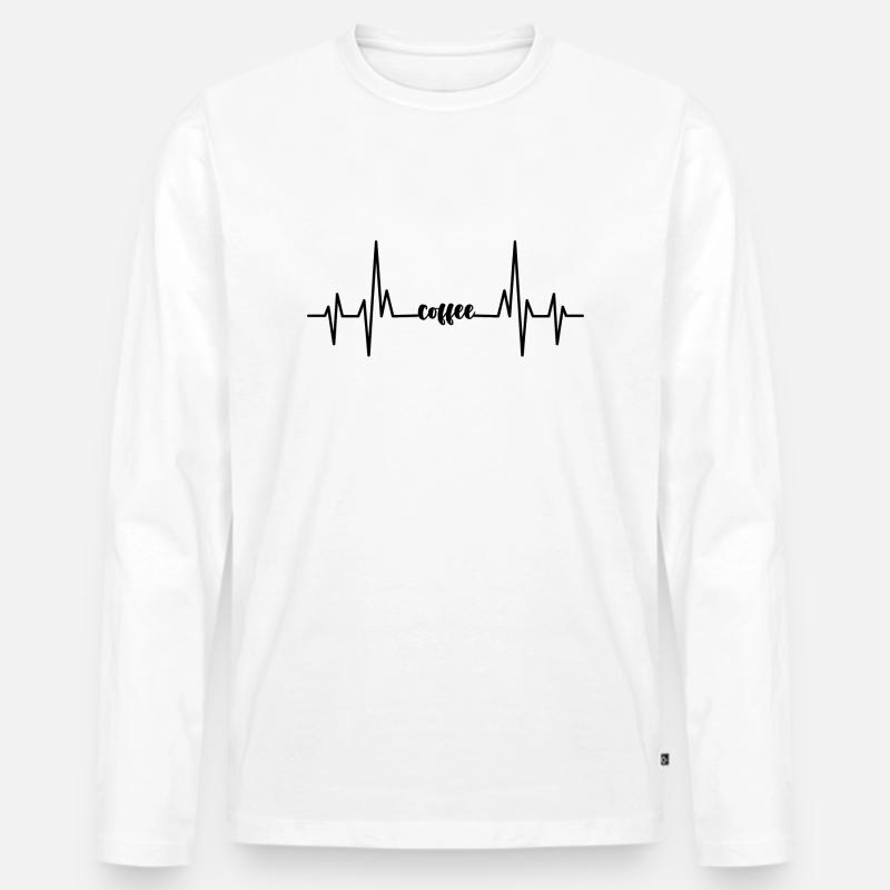 Kaffee Herzschlag - Männer Premium Bio Langarmshirt - Weiß