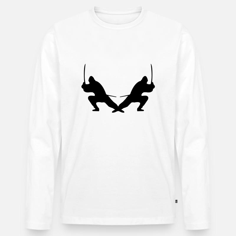 ninjas - Männer Premium Bio Langarmshirt - Weiß