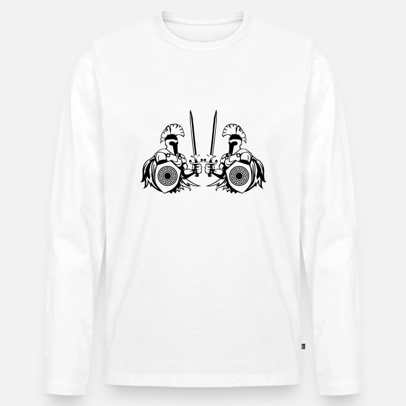 spartans - Männer Premium Bio Langarmshirt - Weiß