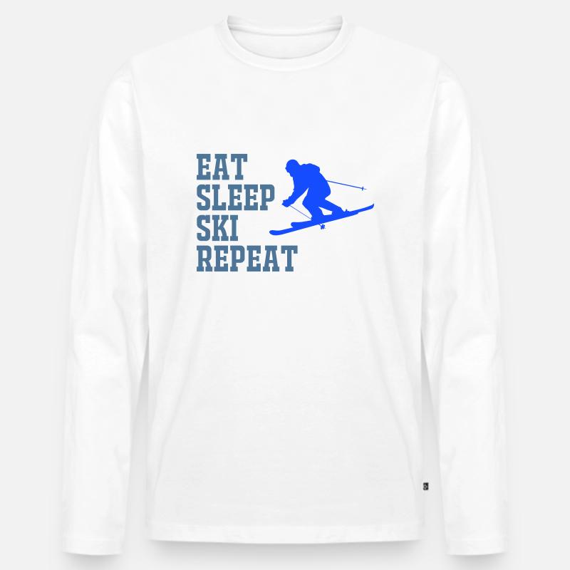 SKI EAT SLEEP REPEAT - Männer Premium Bio Langarmshirt - Weiß