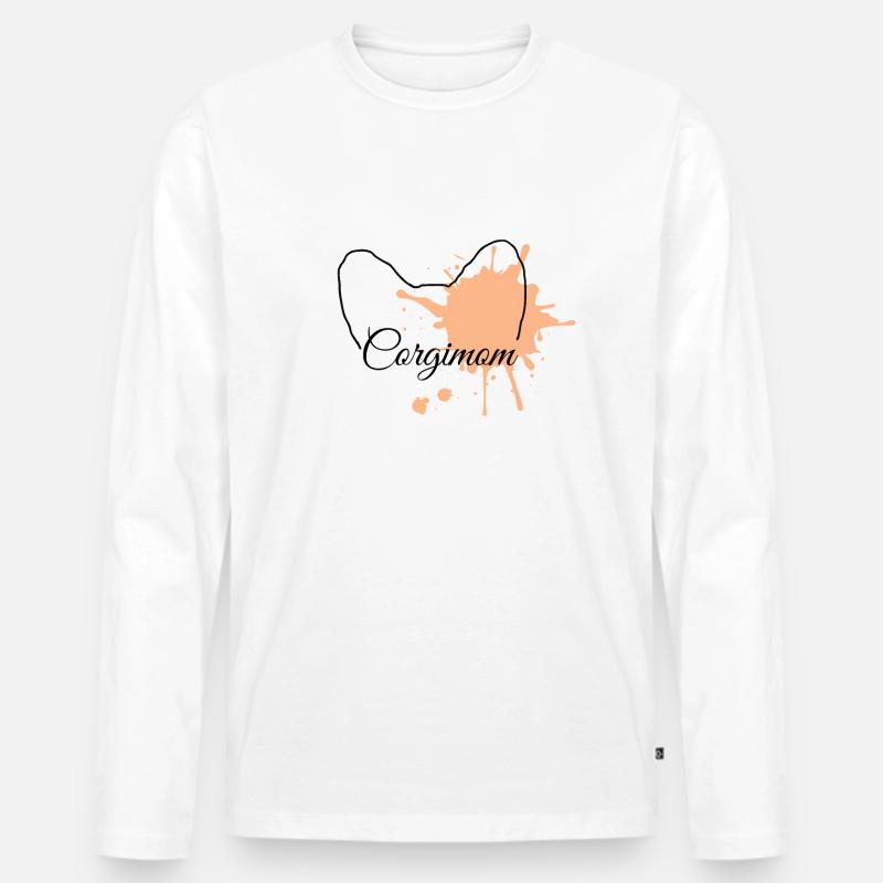 Corgimom Splash - Männer Premium Bio Langarmshirt - Weiß