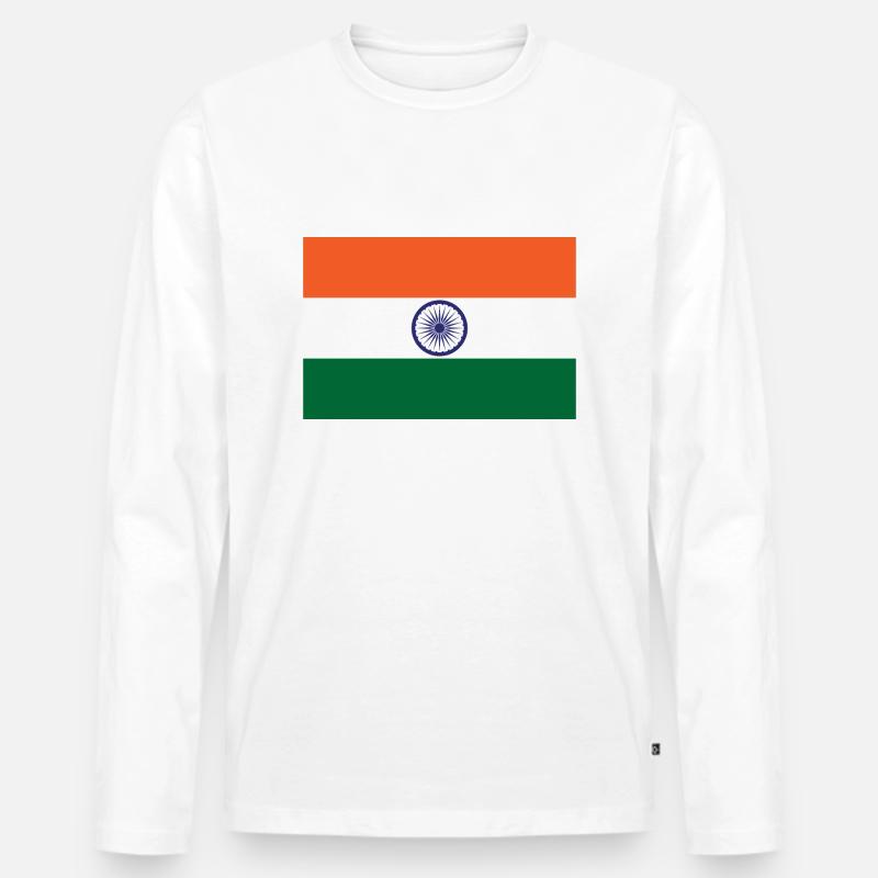 Indien - Männer Premium Bio Langarmshirt - Weiß