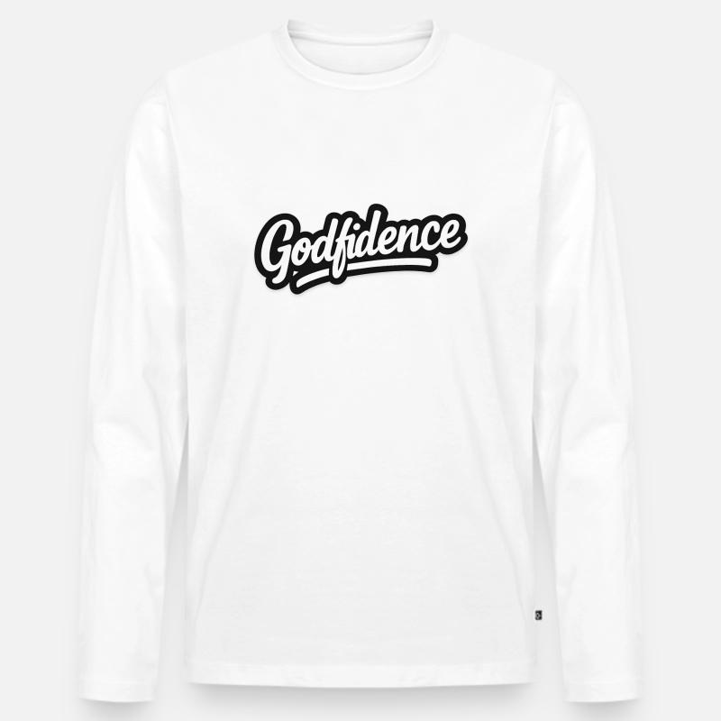 Godfidence - Männer Premium Bio Langarmshirt - Weiß