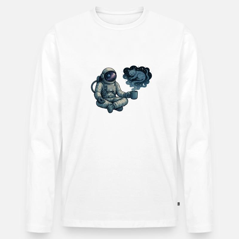 Kosmische Kaffeepause - Männer Premium Bio Langarmshirt - Weiß