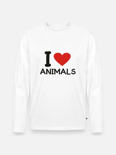 i love Animals - Männer Premium Bio Langarmshirt - Weiß