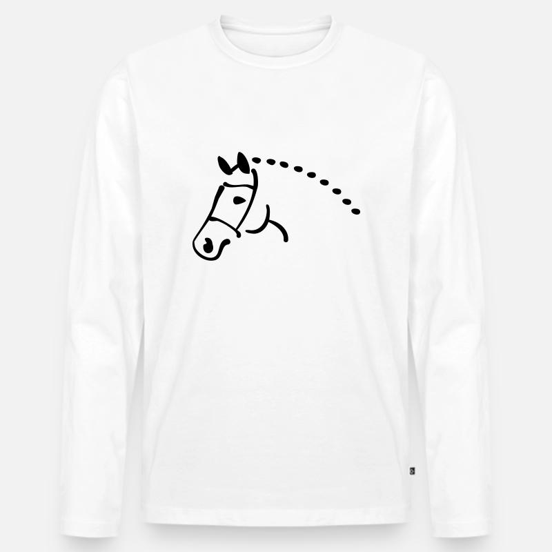 Pferd - Männer Premium Bio Langarmshirt - Weiß