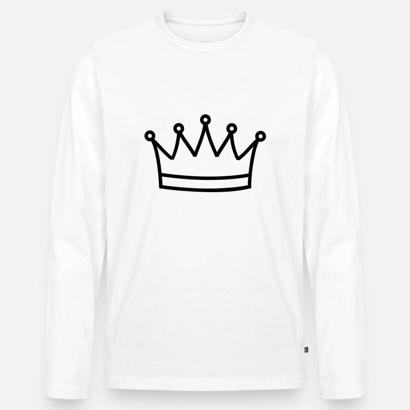 Krone - Männer Premium Bio Langarmshirt - Weiß