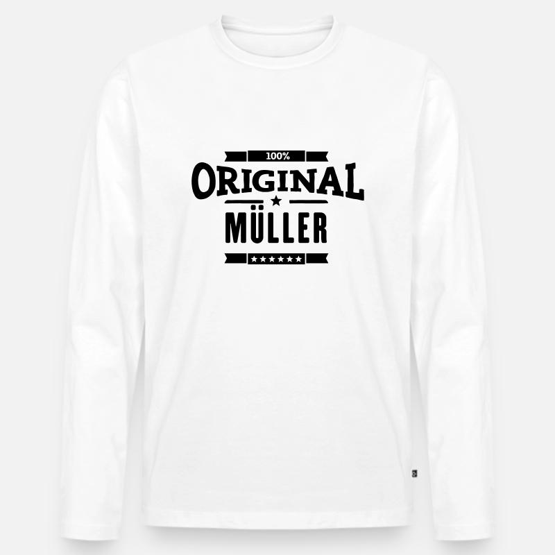 100% Müller - Männer Premium Bio Langarmshirt - Weiß