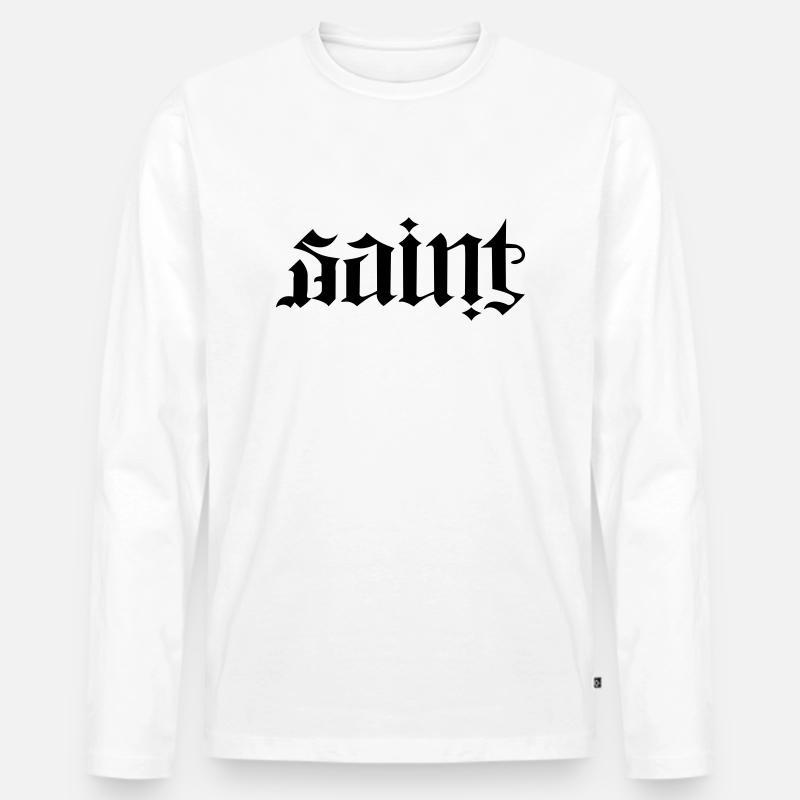 Saint Ambigramm - Männer Premium Bio Langarmshirt - Weiß