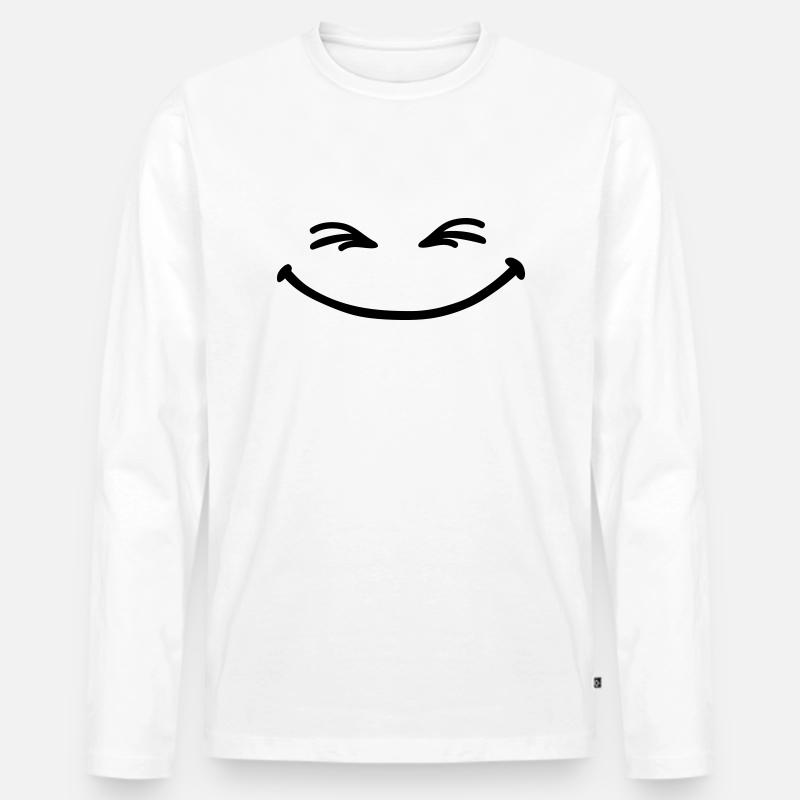 grin_face - Männer Premium Bio Langarmshirt - Weiß