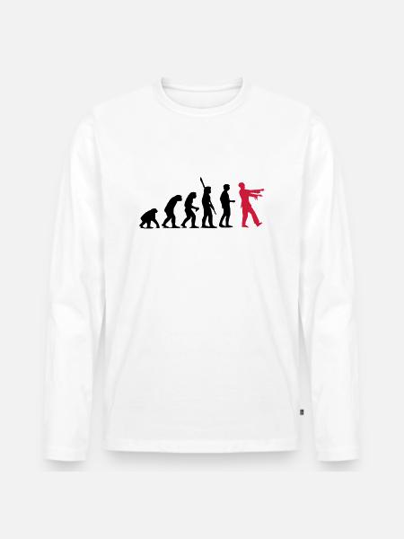 Zombie Evolution (zweifarbig) - Männer Premium Bio Langarmshirt - Weiß