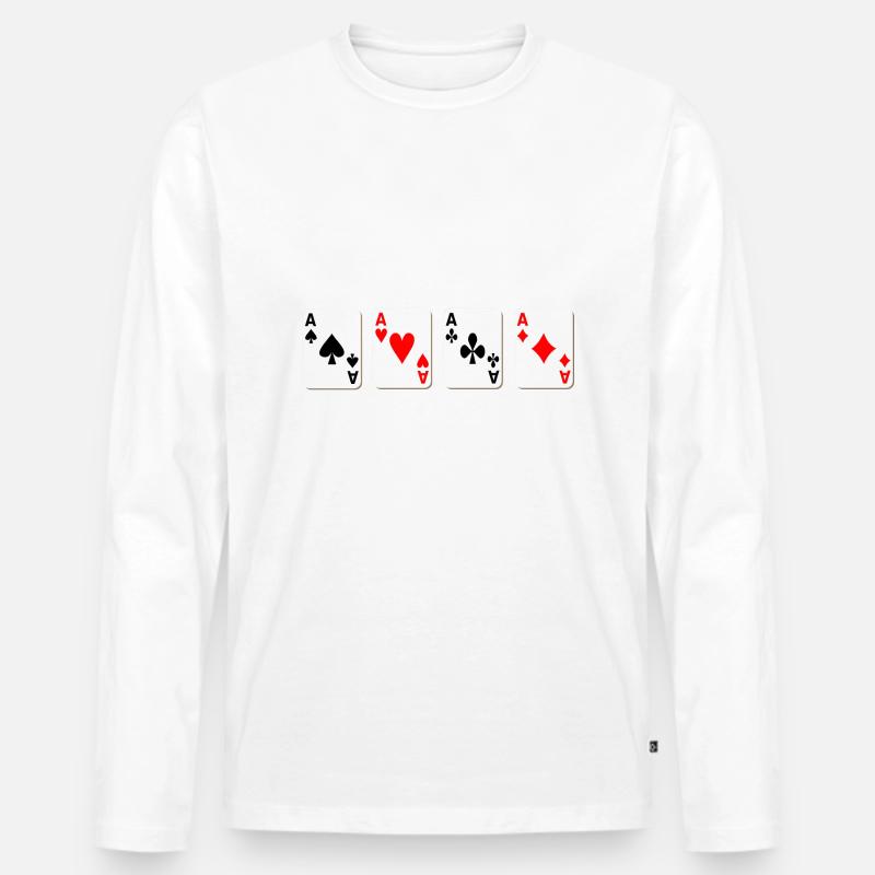 4 Asse - Männer Premium Bio Langarmshirt - Weiß