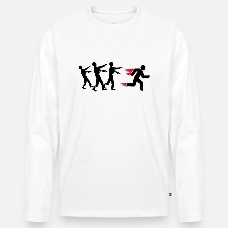 Run From Zombies - Männer Premium Bio Langarmshirt - Weiß