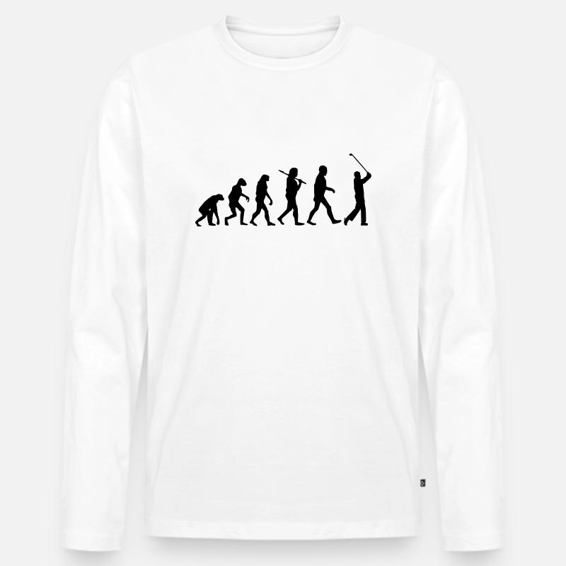 evolution Golf - Männer Premium Bio Langarmshirt - Weiß