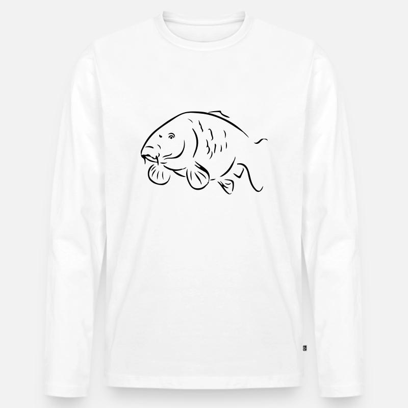Karpfen - Männer Premium Bio Langarmshirt - Weiß