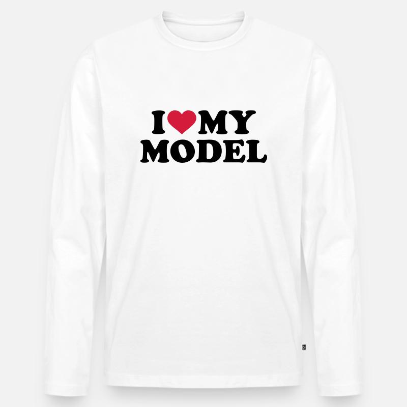 Model - Männer Premium Bio Langarmshirt - Weiß