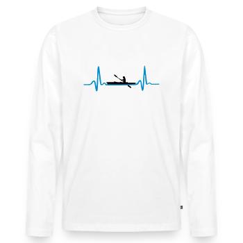 Kajak, Kanu Herzschlag - Frau - Männer Premium Bio Langarmshirt - Weiß - Vorne - Nico (187cm)
