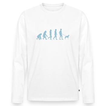 Evolution des Hundefreundes - Männer Premium Bio Langarmshirt - Weiß - Vorne - Nico (187cm)