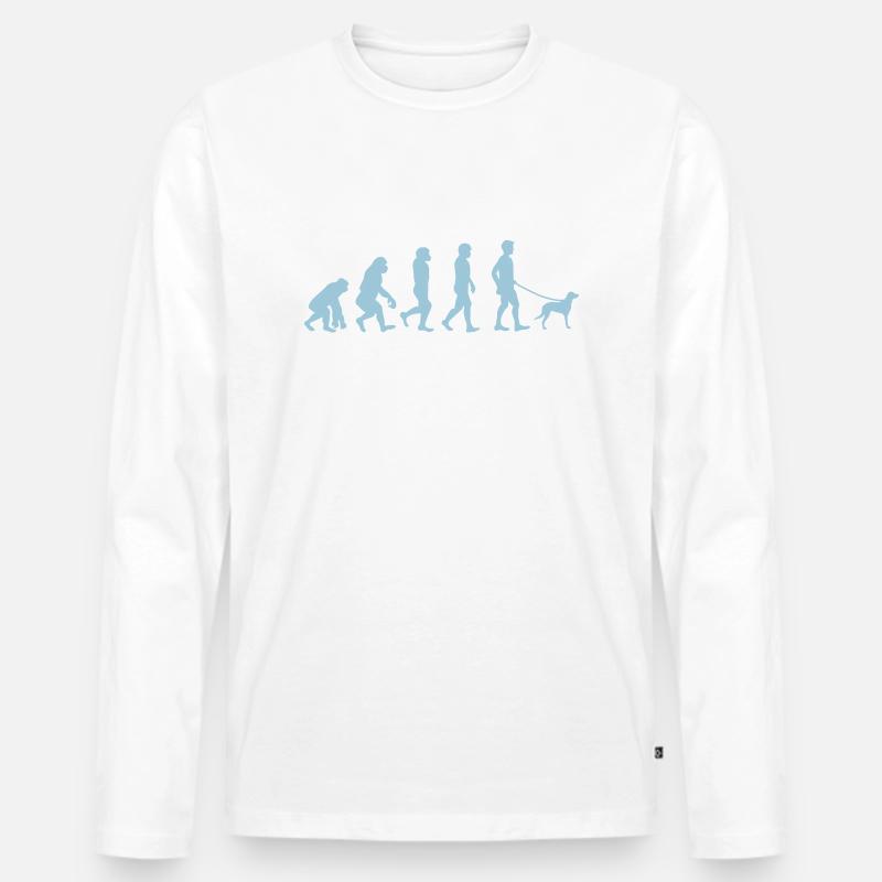 Evolution des Hundefreundes - Männer Premium Bio Langarmshirt - Weiß