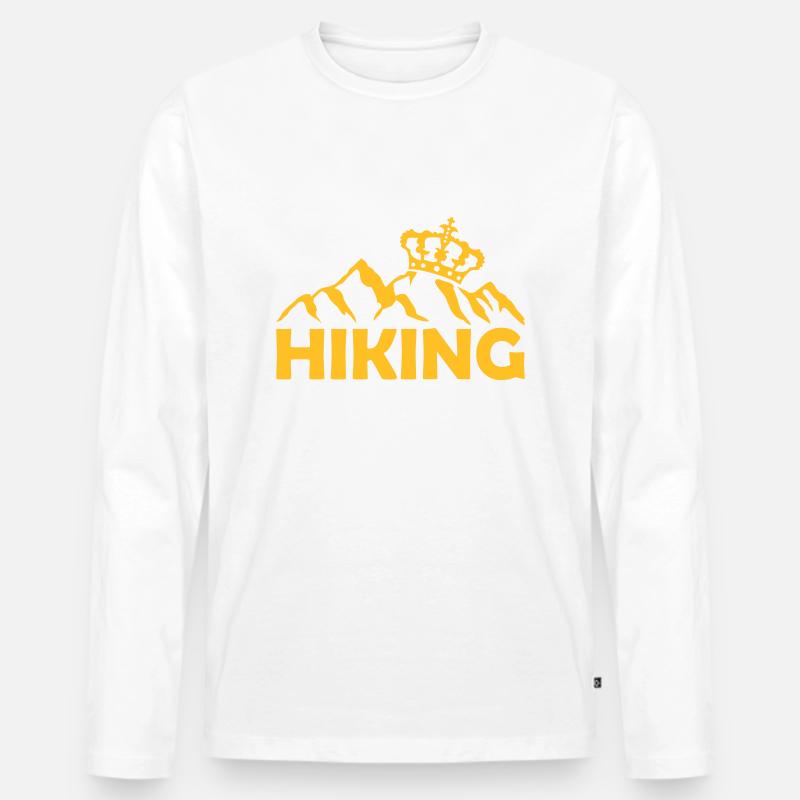 Logo Hiking Krone Berge - Männer Premium Bio Langarmshirt - Weiß