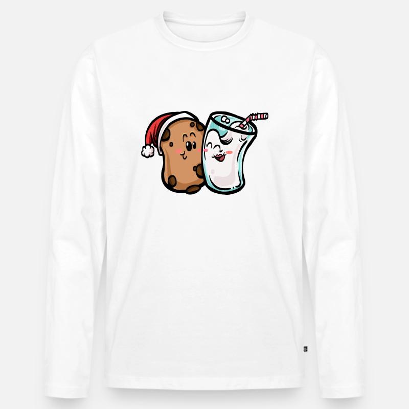 Cookie & Milk - Männer Premium Bio Langarmshirt - Weiß