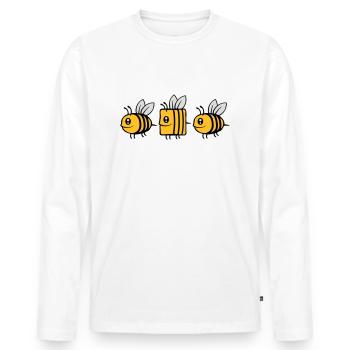 bee different Comic Biene - Männer Premium Bio Langarmshirt - Weiß - Vorne - Nico (187cm)