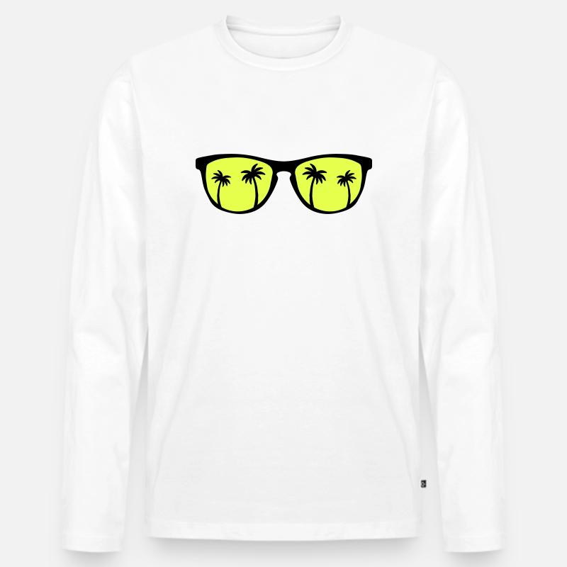Sunglasses Palms - Männer Premium Bio Langarmshirt - Weiß