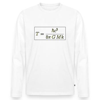 Temperaturformel eines Schwarzen Loches - Männer Premium Bio Langarmshirt - Weiß - Vorne - Nico (187cm)