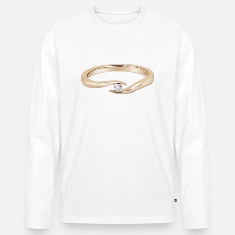 Ring - Männer Premium Bio Langarmshirt - Weiß