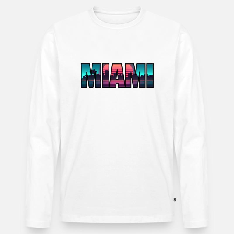 MIAMI BEACH - Männer Premium Bio Langarmshirt - Weiß