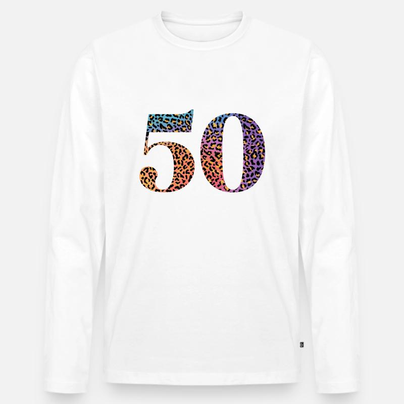 Leopard zum 50-jährigen Jubiläum - Männer Premium Bio Langarmshirt - Weiß