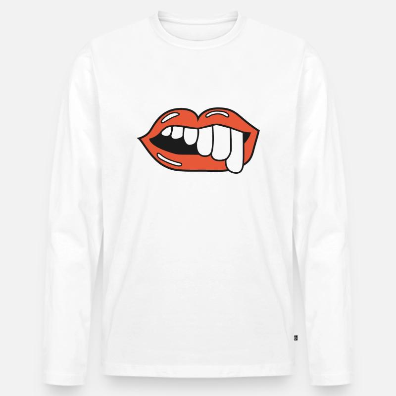 teeth lips ugly illustration - Männer Premium Bio Langarmshirt - Weiß