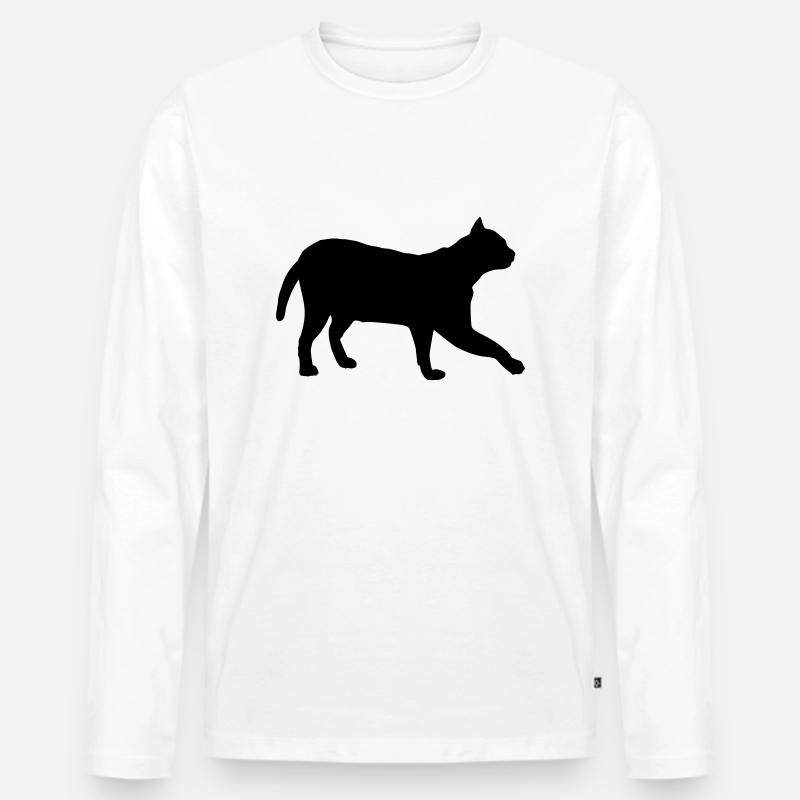 katze - Männer Premium Bio Langarmshirt - Weiß