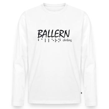 logo schwarz - Männer Premium Bio Langarmshirt - Weiß - Vorne - Nico (187cm)
