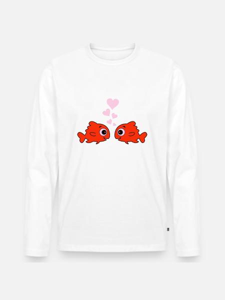 Comic Pisces in Love - Men's Premium Organic Long Sleeve Shirt - white